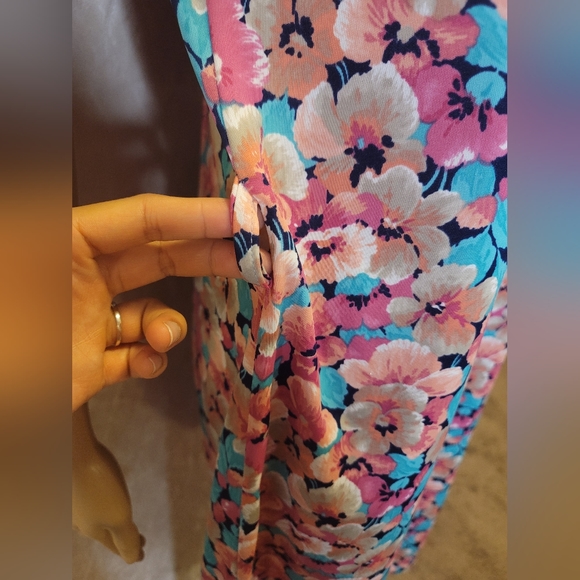 Pink & Blue Floral Midi Dress - Picture 4 of 10